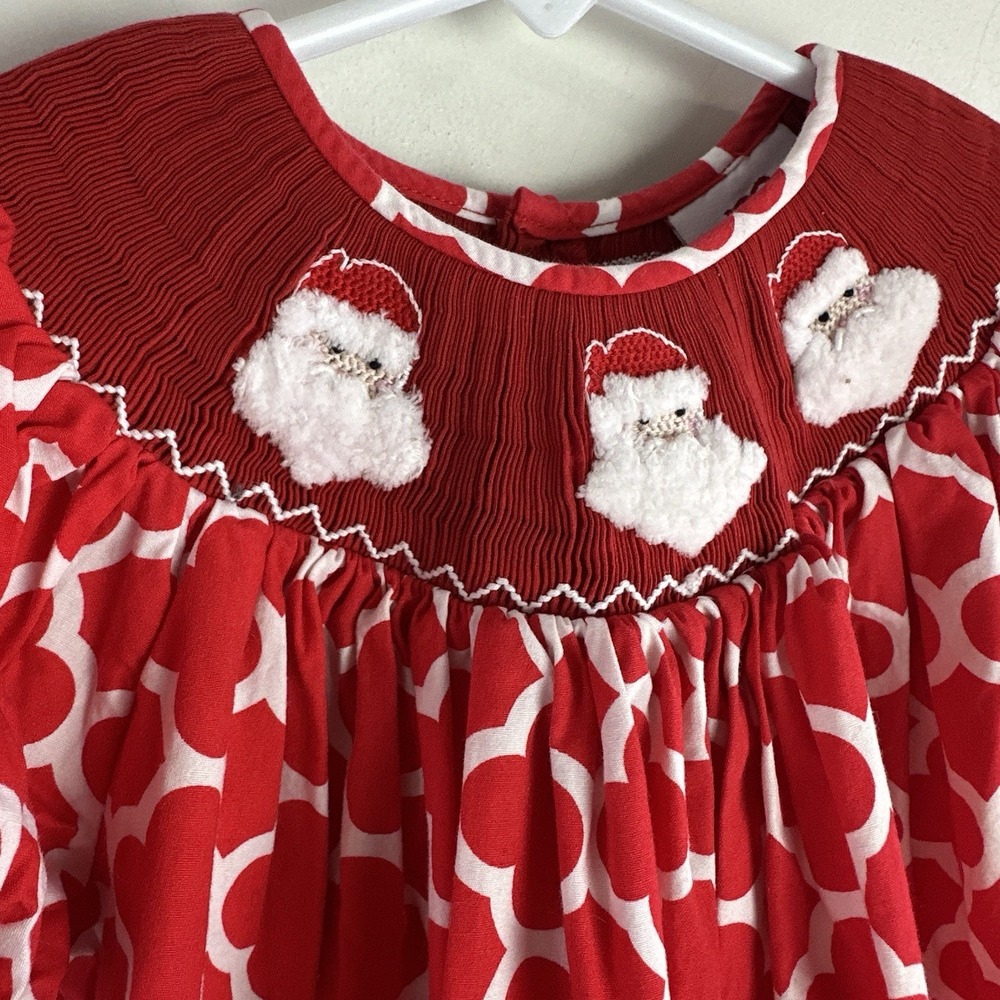 Mom & Me Smocked Santa Red White Bishop Dress Size 4 Toddler Holiday - Picture 4 of 8